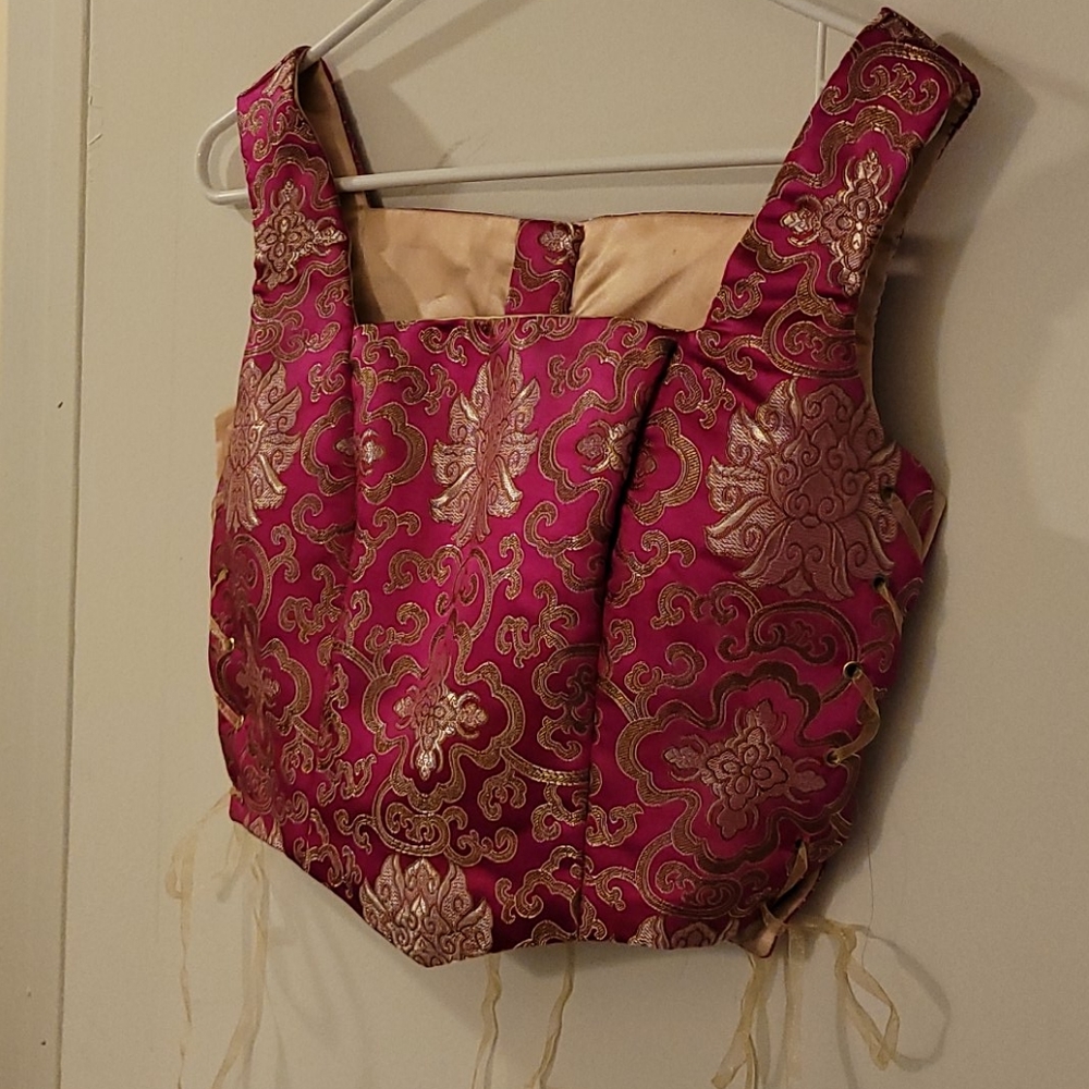 Fuchsia and gold medallion Corset top